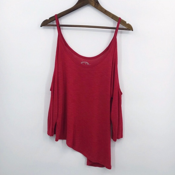 ✨HP✨ Blue Life Cold Shoulder Long Sleeve Tee Top - Picture 2 of 6